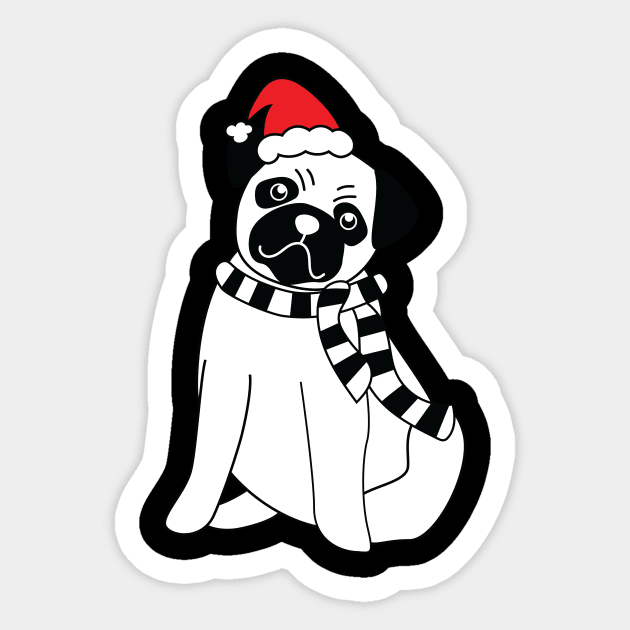Christmas Pug Sticker by hippyhappy